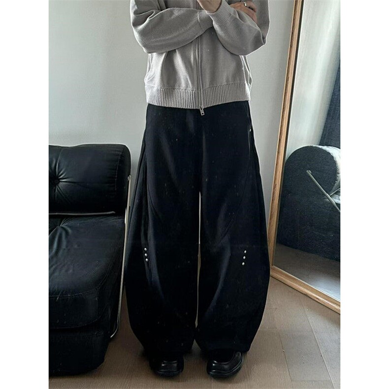 宽松腰常规纯色青少年廓形弯刀美式高街西裤休闲裤长裤KG608,男装西裤,星座1116A（原606A-3）