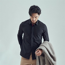 男士休闲弹力时尚高品质男肩章白衬衫衬衣两色228-1012-P45，男装衬衫，星座228
