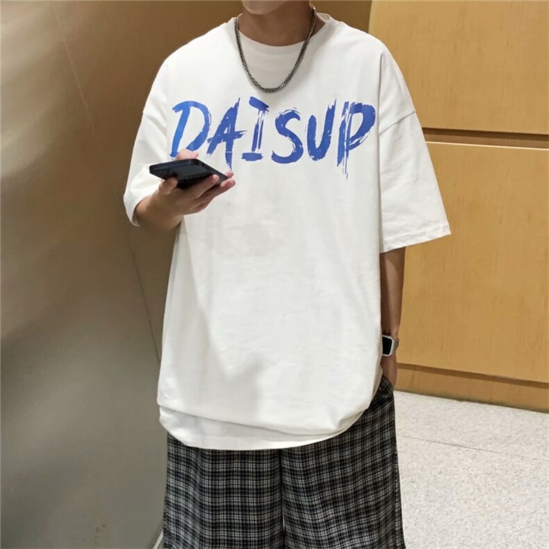 韩版夏季港风ins个性情侣宽松体恤印花五分袖T恤男衫T574-P20,男装T恤,星座512-2