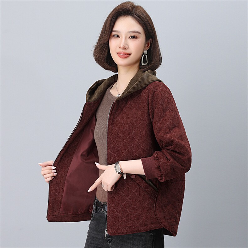 棉服女冬季保暖加厚棉衣妈妈小个子短款夹棉外套宽松大码休闲棉袄,女装短外套,鑫鑫格