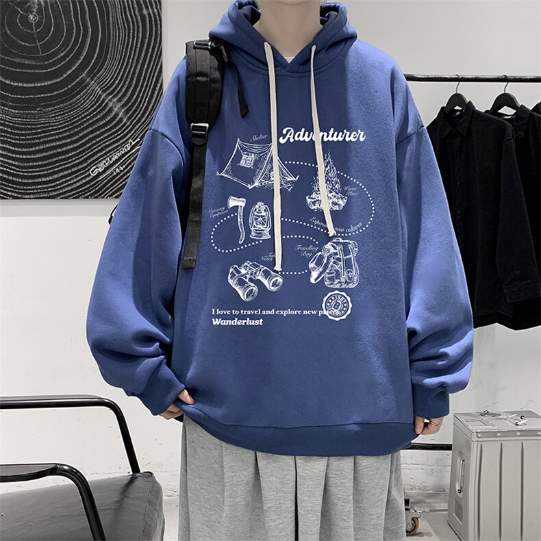 纯棉连帽卫衣男大码运动帽衫宽松薄WY2336-P35加绒款-P40,男装卫衣,电商A040