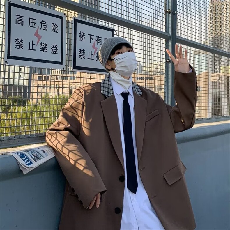 西装外套男潮牌ins高级感炸街痞帅休闲西服XF305-P58,男装西服,星座1001-1