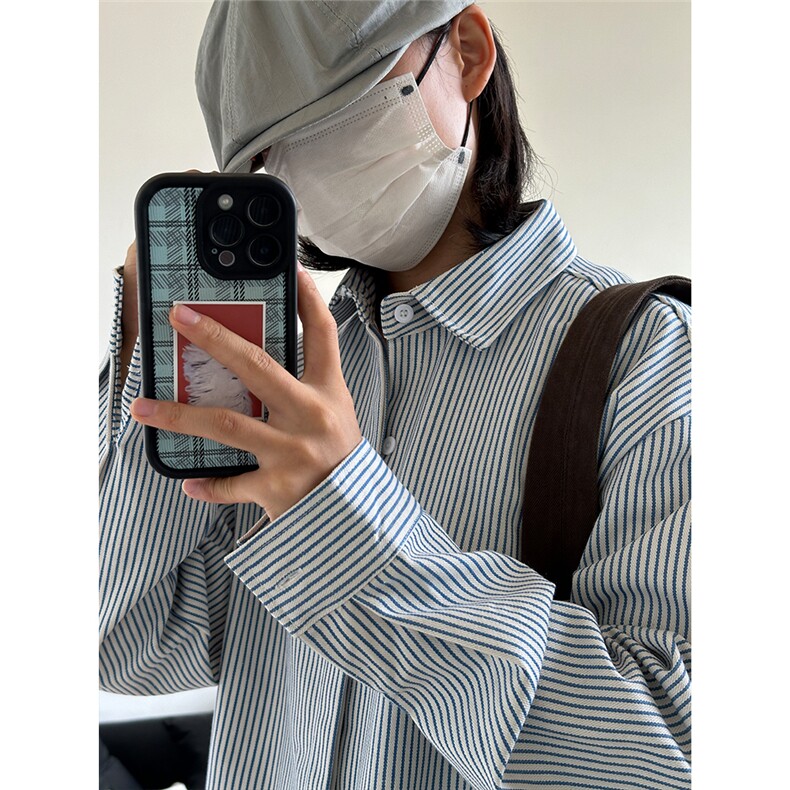 高品质牛仔条纹衬衫潮牌长袖衬衣潮流宽松休闲外套CS017-P30,男装衬衫,星座301C-5