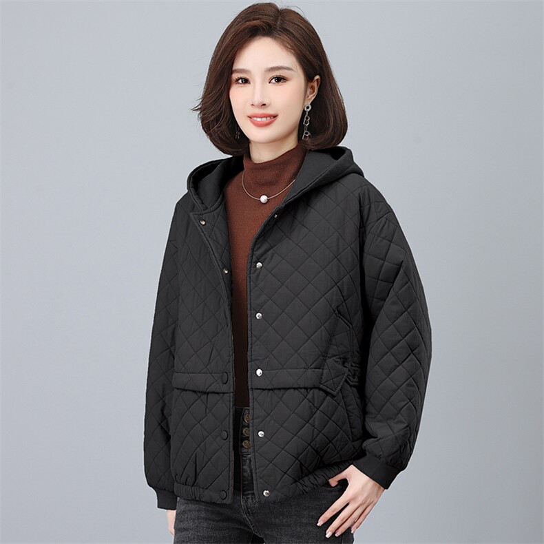 2024冬季连帽时尚休闲夹棉加厚保暖舒适棉服,女装棉衣/棉服,独衣靓