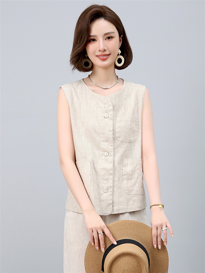 2025年夏季亚麻开衫上衣,女装T恤,小林双子