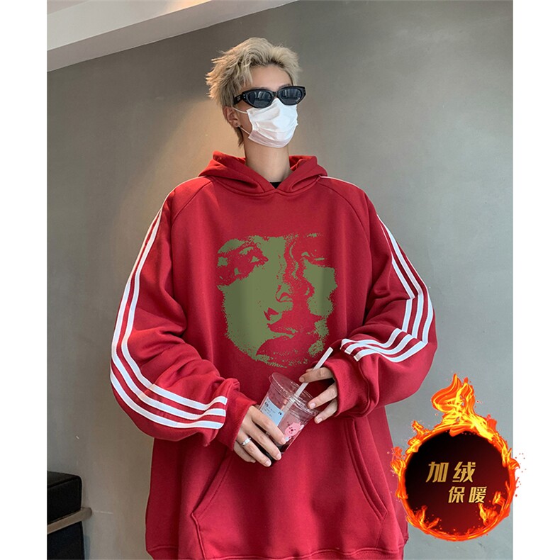抖音得物供货提供视频秋冬重磅美式宽松织带连帽卫衣0616,男装卫衣,电商A486