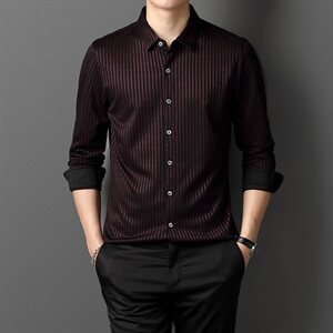 M997  2021春秋季新款长袖衬衫男桑蚕丝印花男装P140图片