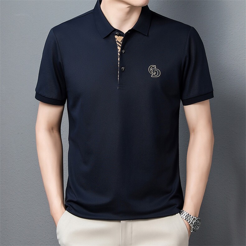 2023新款短袖t恤男士打底衫夏装休闲纯色翻领衣服体恤衫男士上衣,男装T恤,电商B212（原钱塘6029）