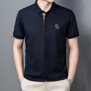 2023新款短袖t恤男士打底衫夏装休闲纯色翻领衣服体恤衫男士上衣图片