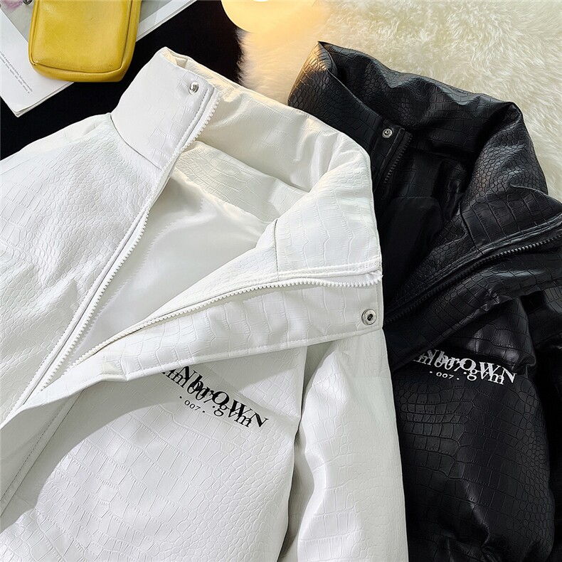 1港风鳄鱼纹棉衣男手塞棉夹克PU皮棉服外套男8507P120控158,男装夹克,星座226-2