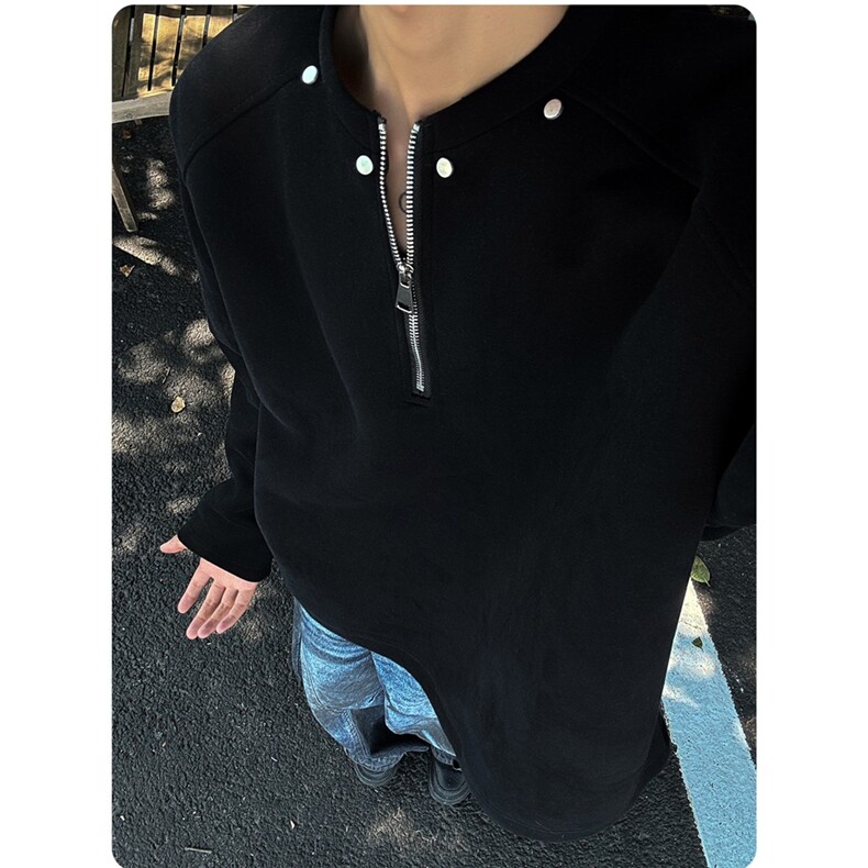 现货半拉链解构小众设计感垫肩卫衣男春秋cleanfit重磅L6609-p39,男装卫衣,星座1008