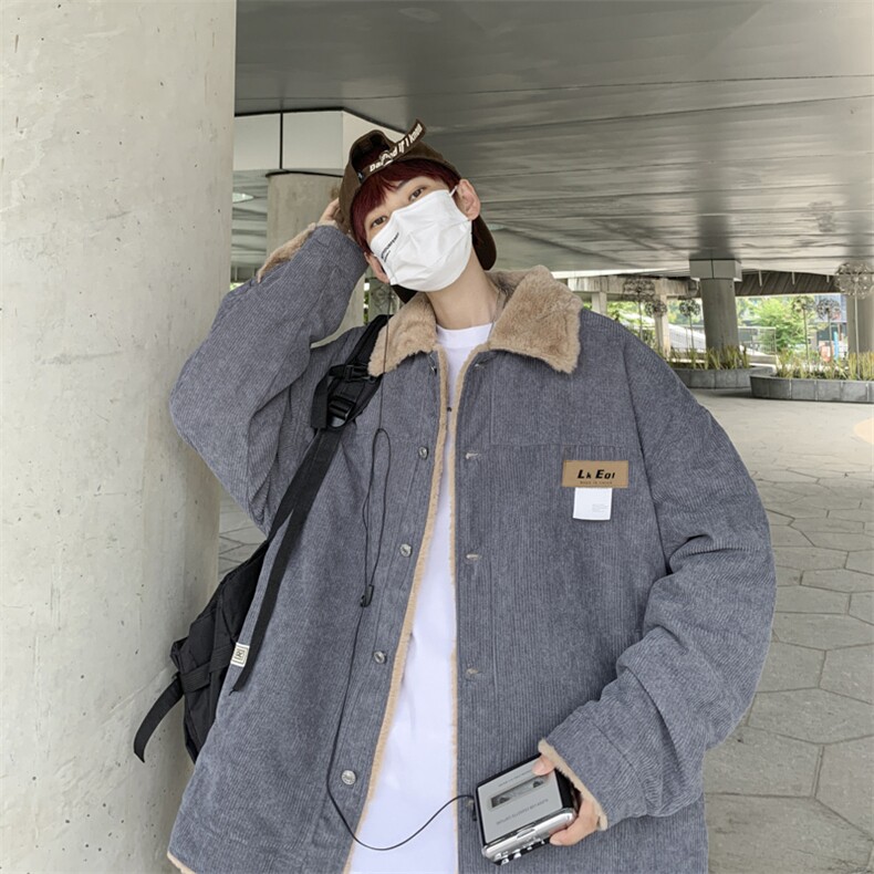 冬季新款羊羔毛棉衣宽松休闲加厚翻领棉服百搭帅气外套 W6301-P65图片