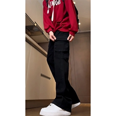 B221美式ins高街暗黑拼接弹力工装牛仔裤LK24163-P75控98，男装牛仔裤，电商B221