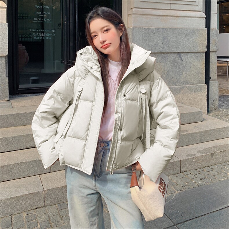 白鸭绒羽绒服女2024年冬季新款短款连帽外套,女装羽绒服,鑫火火