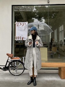 长款羊卷毛拼接羽绒外套 Size:S M,其它,里奈(1F)