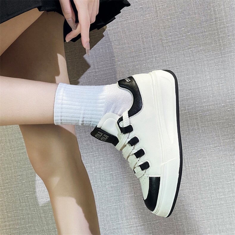 厚底小白鞋女真皮2024秋季新款休闲系带学生单鞋,女鞋休闲鞋,电商A223