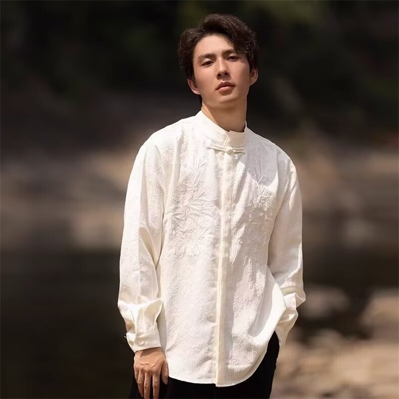 新中式男装风衬衫男长袖唐装汉服外套刺绣衬衣春秋CSA313-P48,男装衬衫,星座208-5