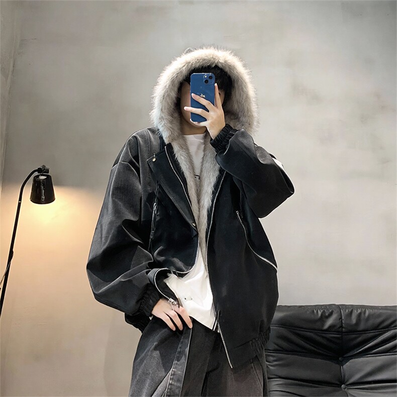 XZ514-2-25104-P115美式复古座山雕连帽棉服加厚保暖夹克宽松外套,男装夹克,星座514-2(原B239)
