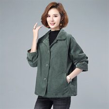 女士短外套秋冬百搭2021年新款妈妈夹克上衣女装加厚夹棉风衣外套，女装毛呢外套，伊满意