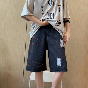 D1056-P38牛仔短裤酷夏季港风新款宽松直筒百搭外穿潮流青春短裤图片