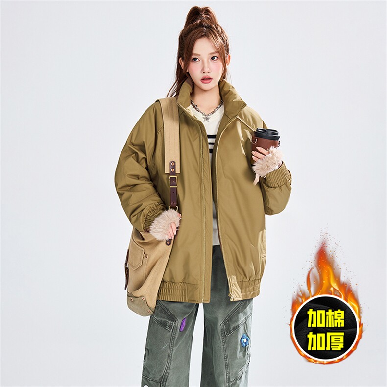 现货美式高街休闲棉衣夹克三防立领纯色户外工装加厚棉服外套，男装夹克，电商A486