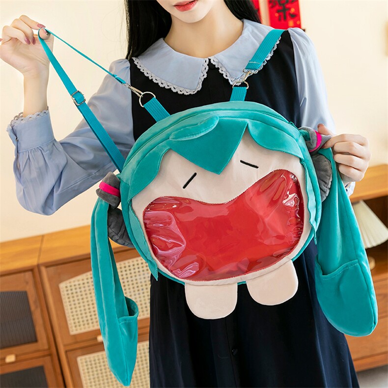 初音包包女孩外出大容量双肩包卡通零钱背包拉链旅行书包，艺甜玩具