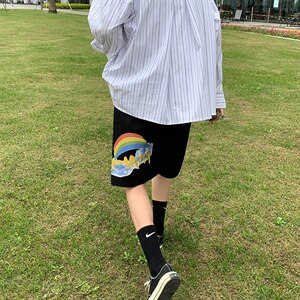 冰丝短裤男士大码宽松休闲五分裤男运动中裤 港风8007-P20图片