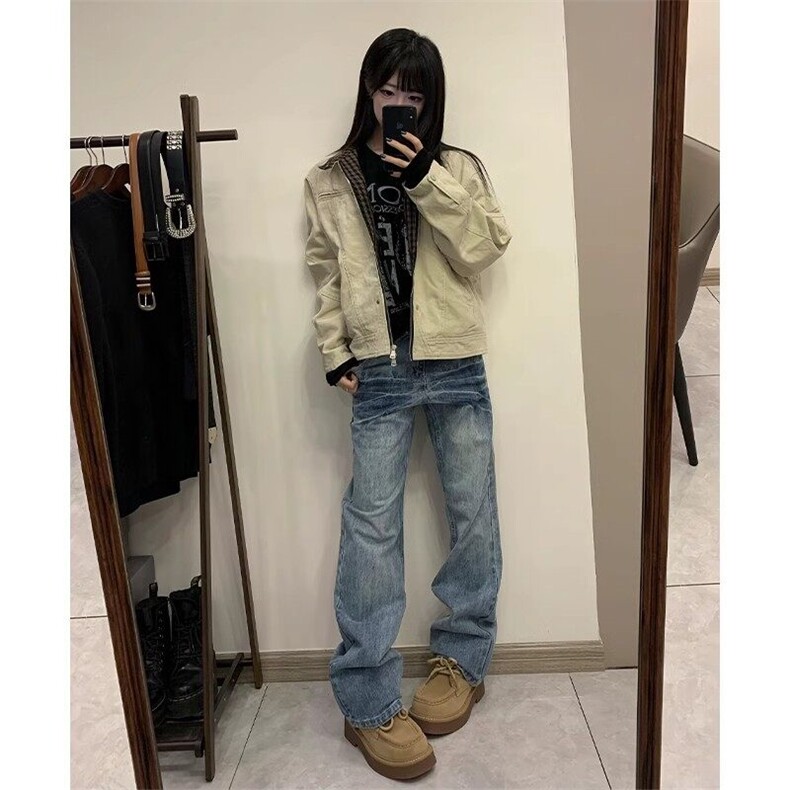 【有货】NZ455ZZ-特P42冰蓝闪电纹水洗牛仔裤男女直筒裤子,男装牛仔裤,星座1007（原301D）