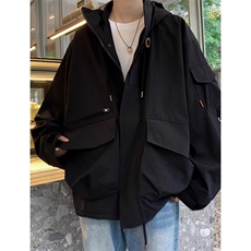 2571-P75日系潮牌冲锋衣春秋宽松连帽猎装美式飞行夹克户外工装，男装夹克，电商B323A