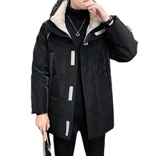 2025冬季 中长款白鸭绒反光条连帽加厚羽绒服上衣外套YR8038-P290图片