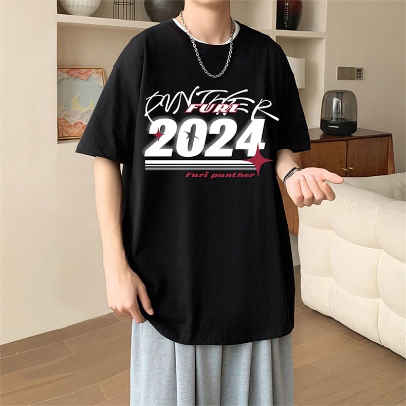 新款夏季男装纯棉短袖T恤落肩款印花时尚休闲宽松上衣,男装T恤,星座1013