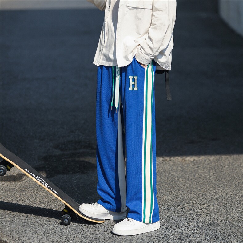1日系CityBoy风华夫格休闲裤男拖地裤女中性风直筒男7790P55控78,男装休闲裤,星座226-2