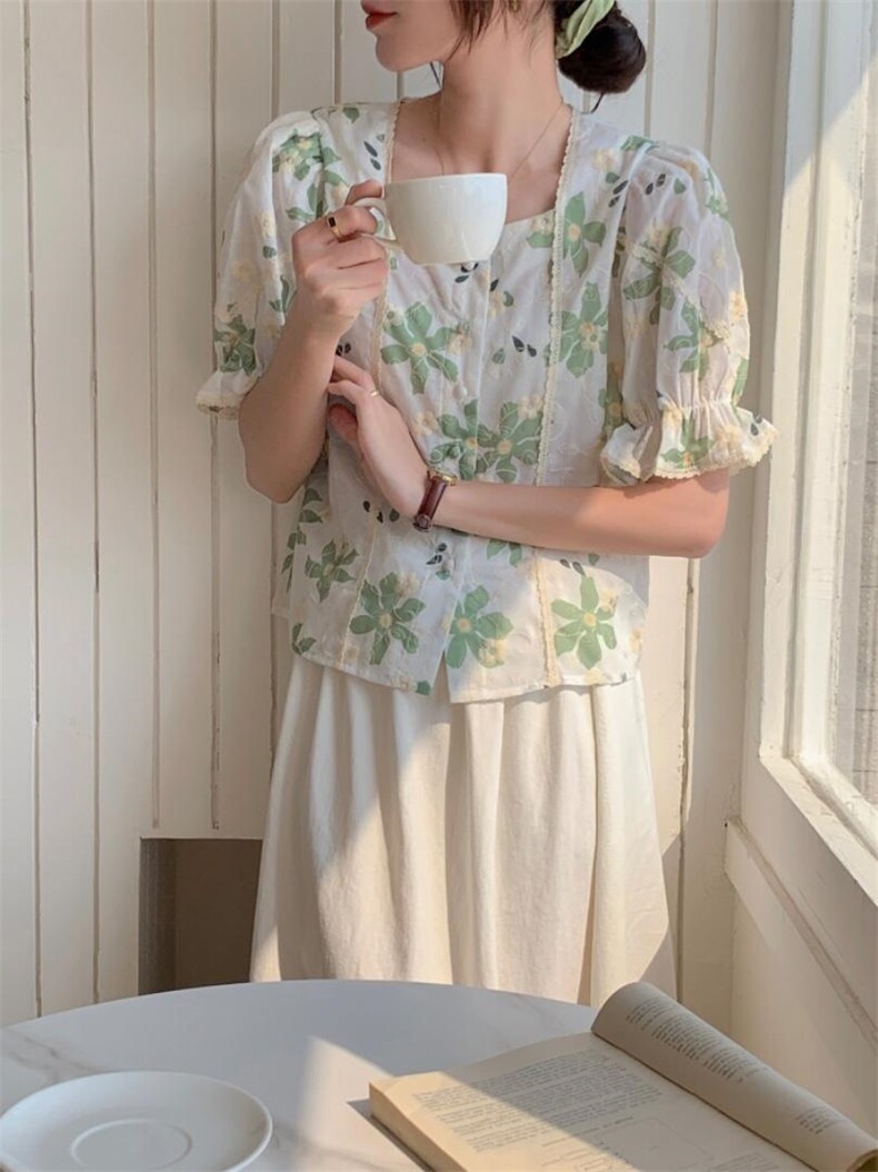 夏季新款短袖刺绣花朵小衫，其它，DAP