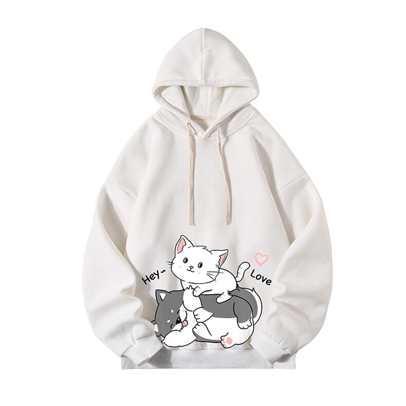 纯棉连帽卫衣男大码运动帽衫宽松薄白底WY2300-P35,男装卫衣,电商A040A