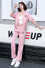 2021年夏季华尔缎套装条纹拼接休闲时尚，女装套装/套裙，韩蜜菓