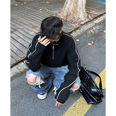 冬季男装2026新款打底衫半高领拉链秋装内搭长袖T恤卫衣S362-P48，男装T恤，电商A233-1