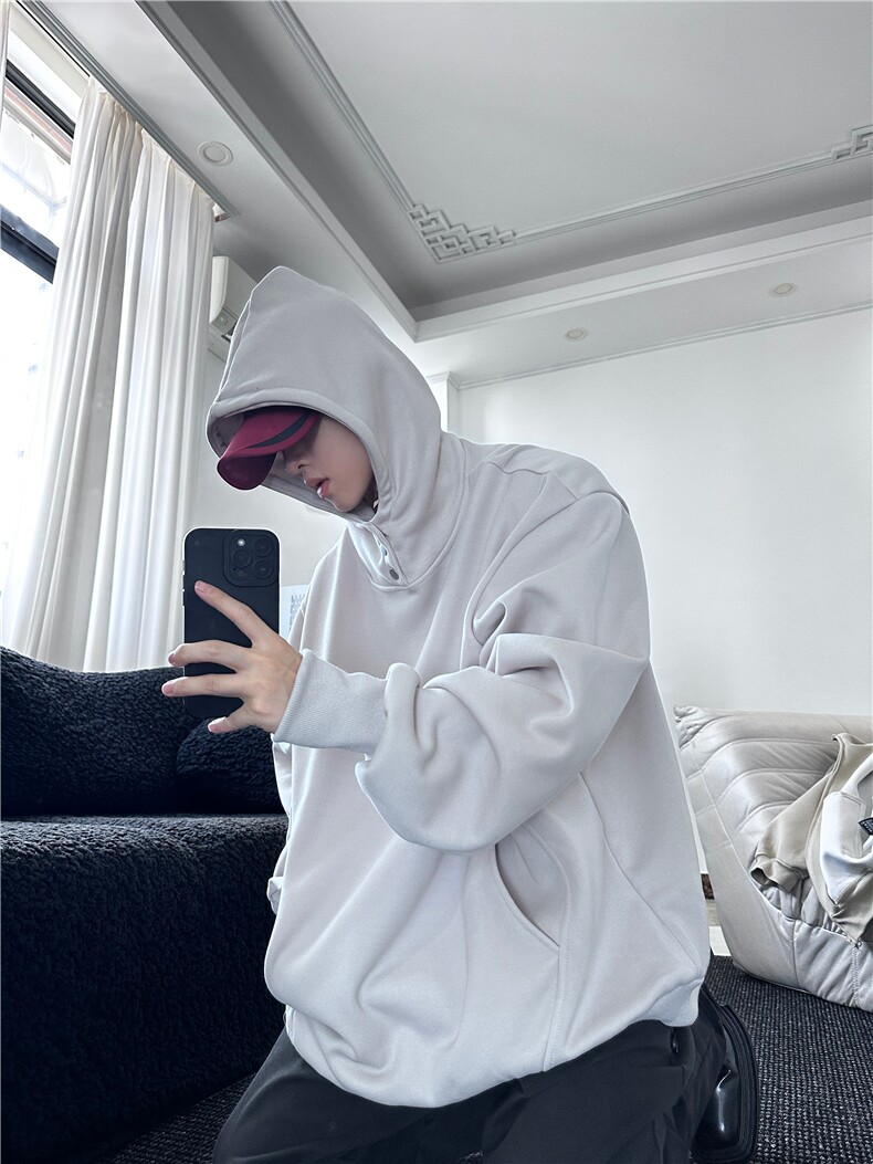 XZ809A/23W01/常规P75/控88/加绒P85/控98华棉高领纽扣连帽卫衣,男装卫衣,星座809A(原222-1)