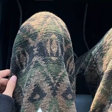 潮提花针织休闲卫裤女2025秋民族风宽松显瘦拖地阔腿裤CAK9546，男装休闲裤，星座516A