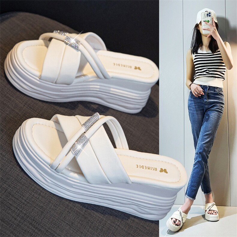 厚底坡跟拖鞋女外穿时尚2024夏季新款松糕百搭凉拖鞋子，女鞋拖鞋，电商A223