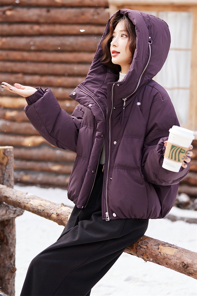 【现货】短款羽绒服女冬2024今年新款洋气时尚加厚保暖面包服外套,女装羽绒服,仁梯