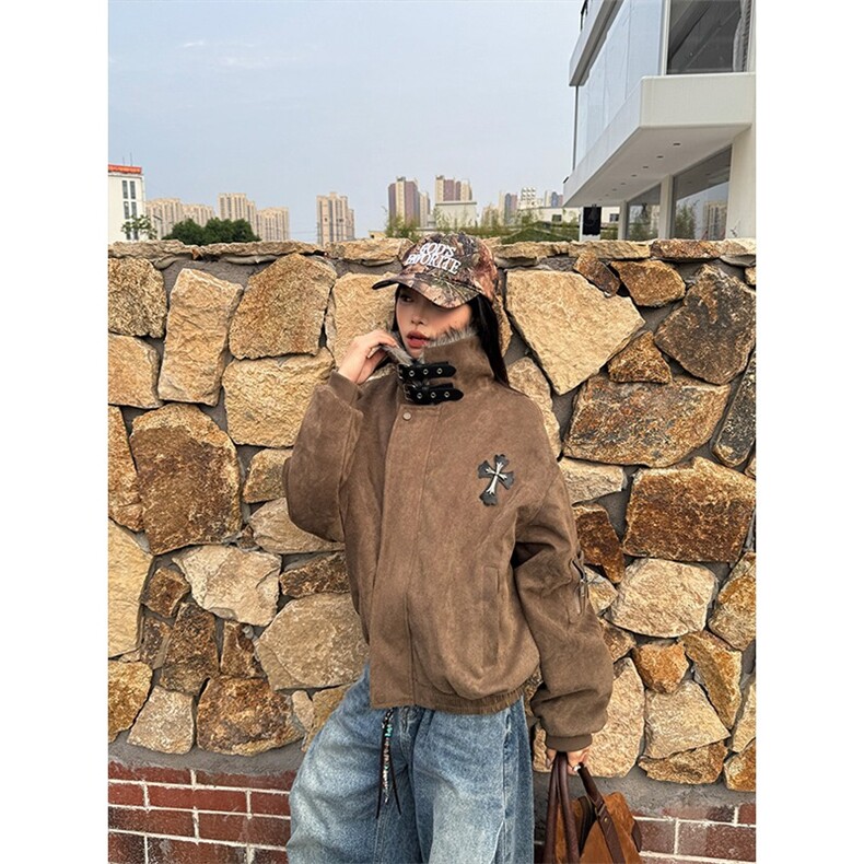 现货美式cleanfit十字架座山雕男女高级感夹棉衣开衫MY7862/P105,男装棉衣,星座205-3