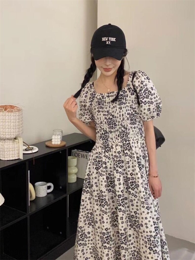 2023现货新款气质高级温柔淑女显瘦连衣裙,女装连衣裙,L·H·X