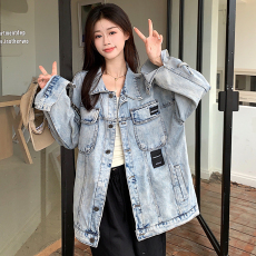 A171-P75复古高街牛仔外套女春秋港风ins设计感宽松休闲潮流夹克，男装工装外套，星座911