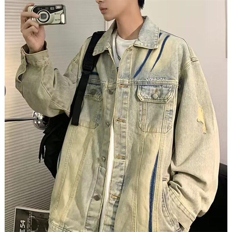 1506-1/JJ041/P60春季新款美式潮牌复古做旧水洗牛仔夹克男士百搭,男装夹克,星座1506-1