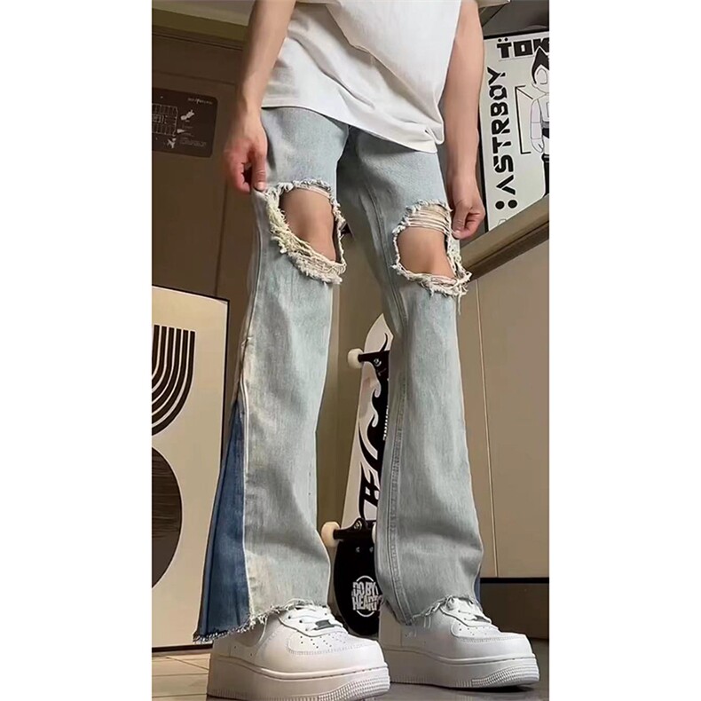美式高街ins小众破洞牛仔裤货号K751P60图片