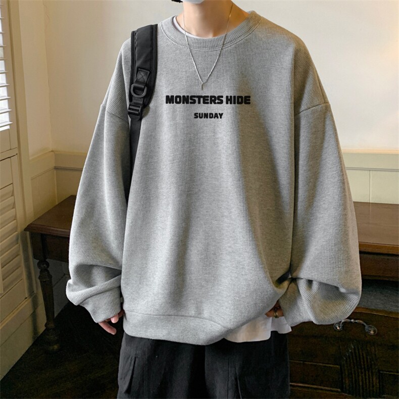 好质量！华夫格上衣男圆领华夫格卫衣男大码长袖t恤男HY105-P30,男装卫衣,电商B367