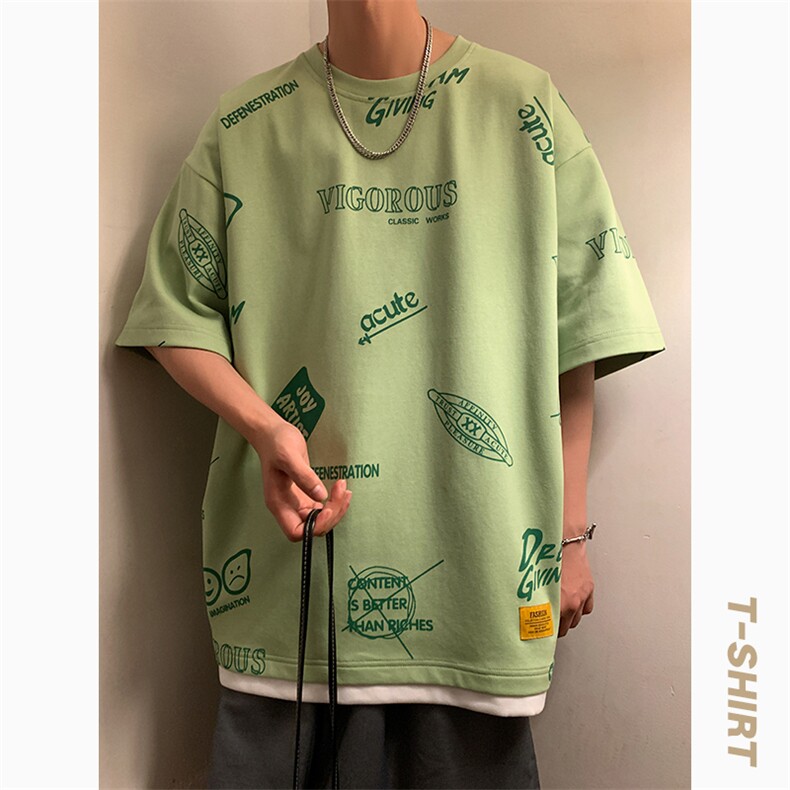 冰氧仿棉短袖港风暖光夏季休闲百搭趣味印花男上衣TC3156-P25控48,男装T恤,星座717