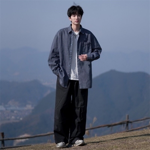 25年春季长袖衬衫男牛仔洗水衬衣宽松现货DS-C323-1-G662-特批55图片