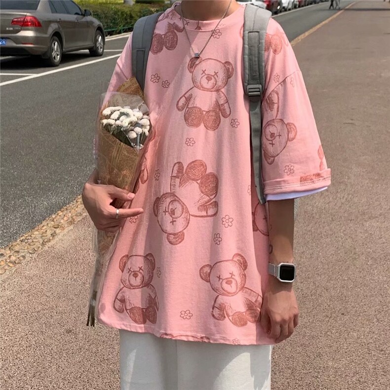 宽松城市风貌T恤五分袖时尚潮牌男日常圆领青春流行印花嘻哈夏季,男装T恤,星座1013