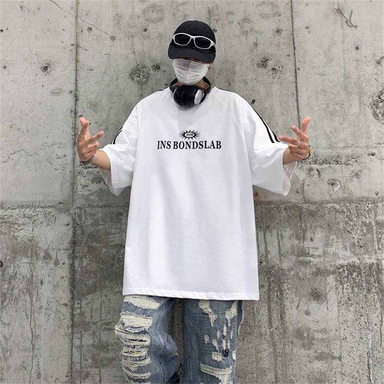 电商DSA028-DT23X01棉P38港风短袖T恤潮流宽松休闲上衣,男装T恤,电商A028